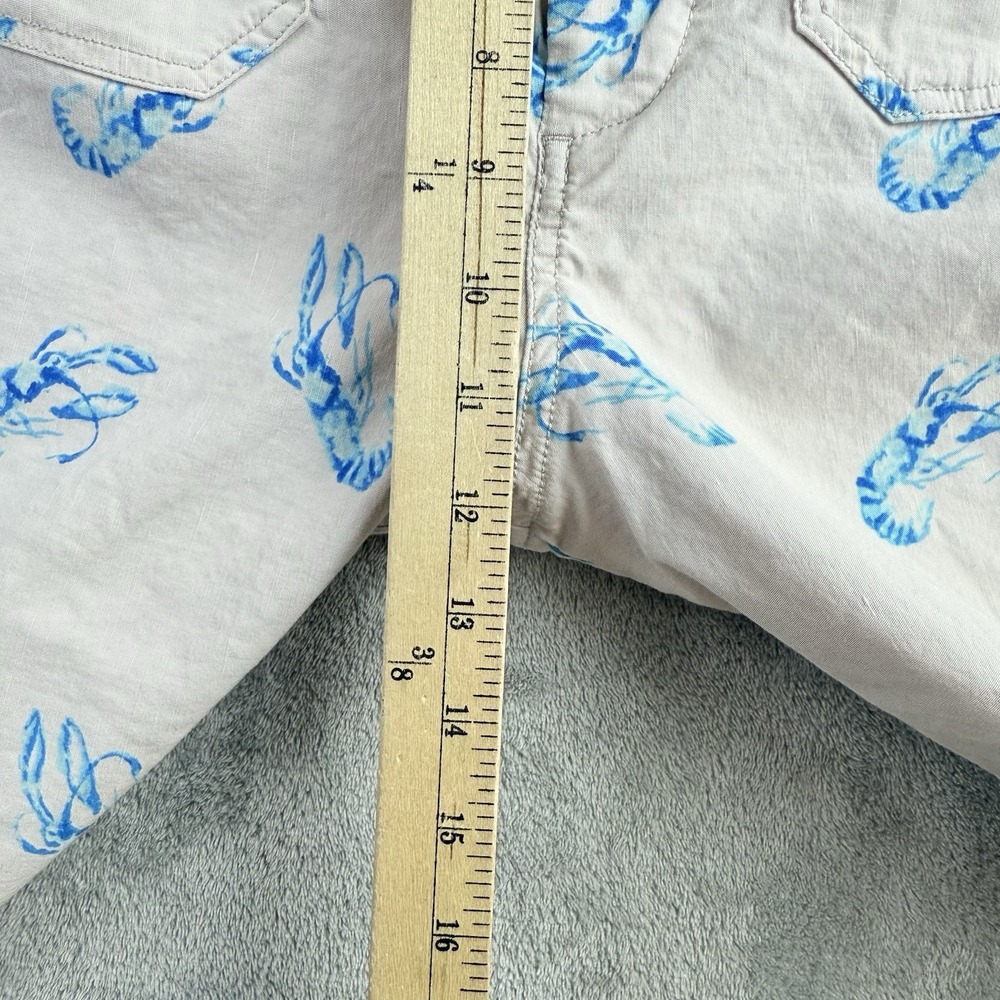 Maeve Anthropologie Pants Womens 29 Beige Collete Blue Lobster Cropped Wide Leg - Picture 4 of 16